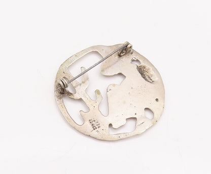 925 Sterling Silver Vintage Brooch Pin Antique Solid Carved Resting man  BP10890
