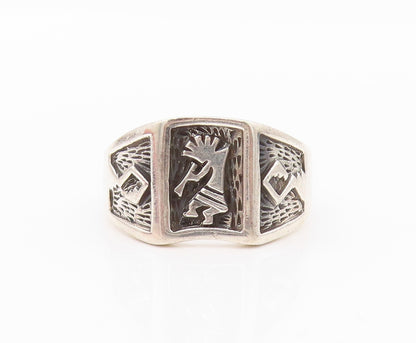 925 Sterling Silver Vintage Ring Solid Carved Kokopelli  Sz 5  RG32292