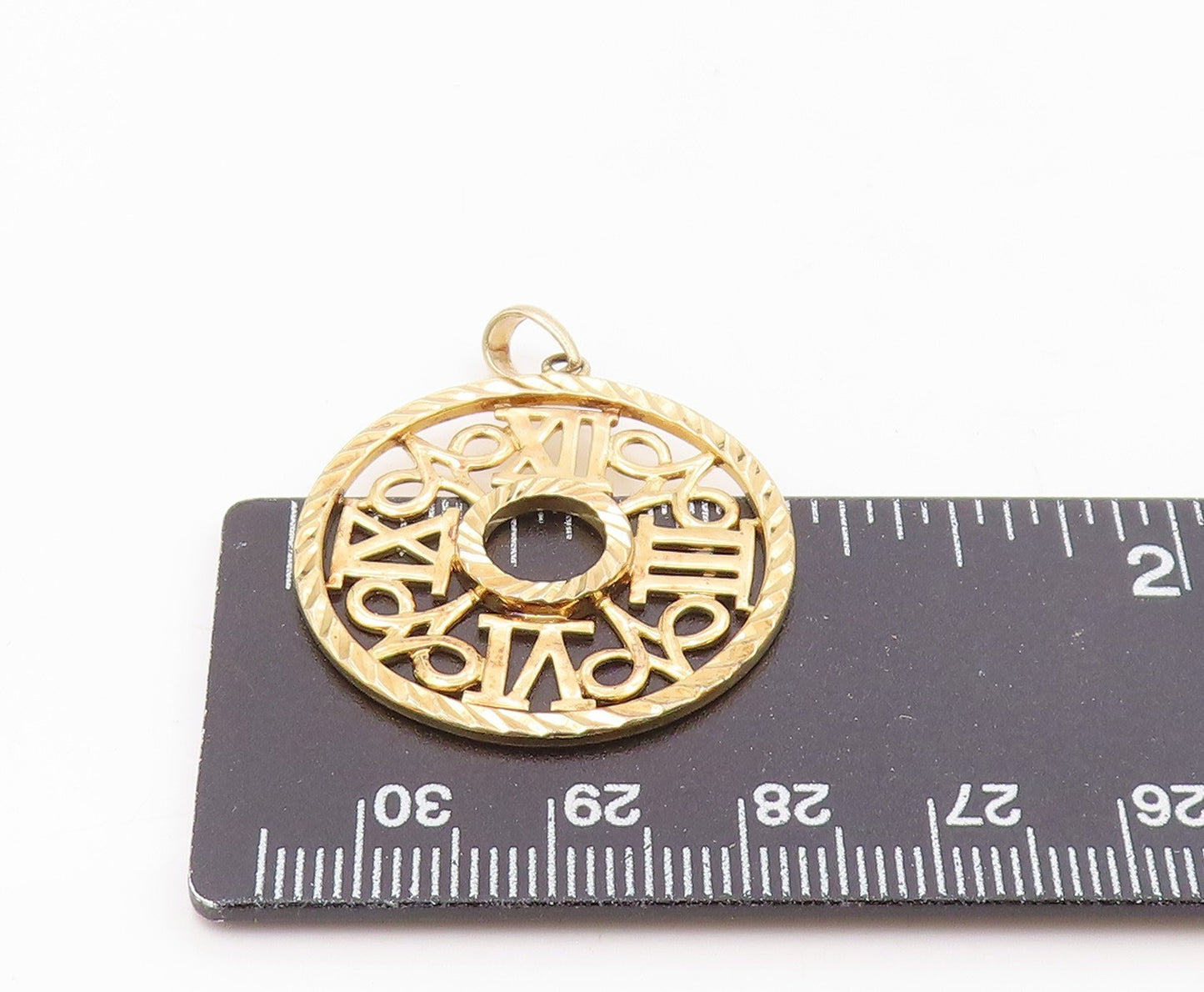 ROSS SIMON 925 Silver  Shiny Gold Plated Roman Numerals Pendant  PT14122