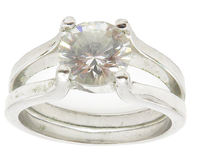 925 Sterling Silver  Sparkling Cubic Zirconia Split Band Ring Sz 10  RG14942