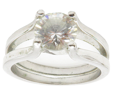 925 Sterling Silver  Sparkling Cubic Zirconia Split Band Ring Sz 10  RG14942