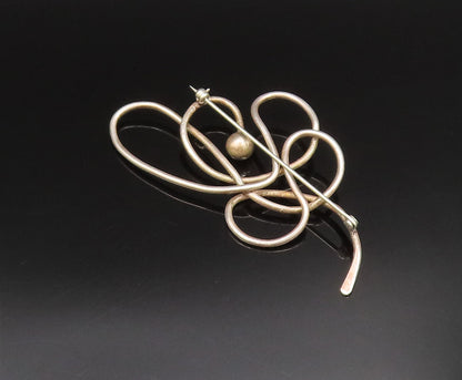 925 Sterling Silver  Vintage Bead Ball Knot Twist Outline Brooch Pin  BP9769