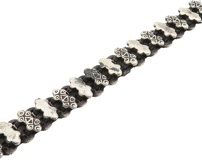925 Sterling Silver  Vintage Dark Tone Petite Patterned Chain Bracelet  BT6810