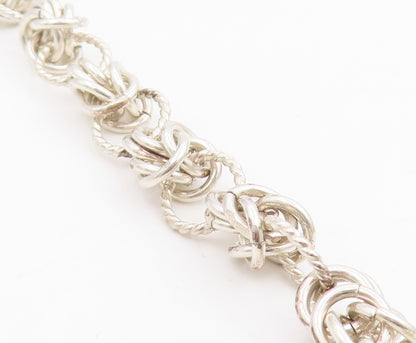 925 Sterling Silver Vintage Necklace Elegant Intricate Link Floral Chain  NE4875