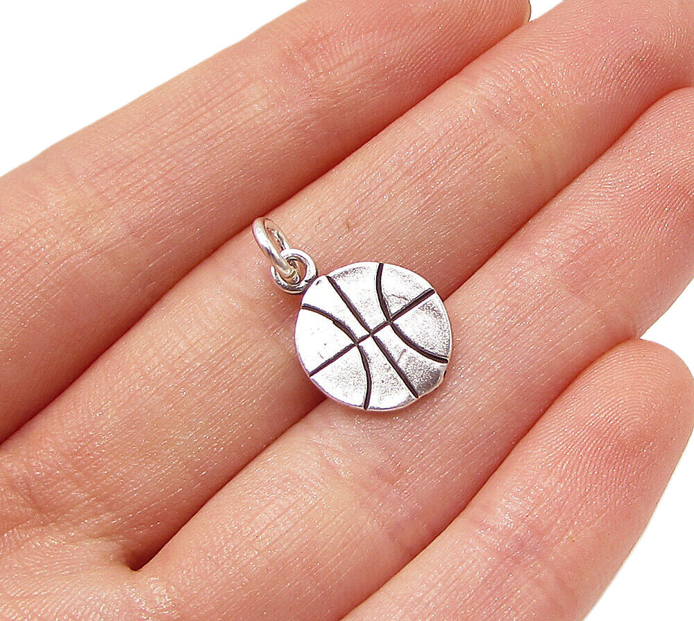 925 Sterling Silver  Vintage Carved Basketball Charm Pendant  PT1799