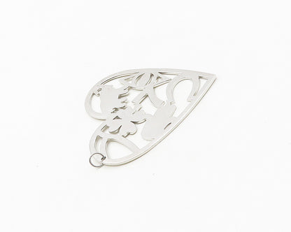 925 Sterling Silver  Vintage Shiny Good Luck Cutout Heart Pendant  PT14407