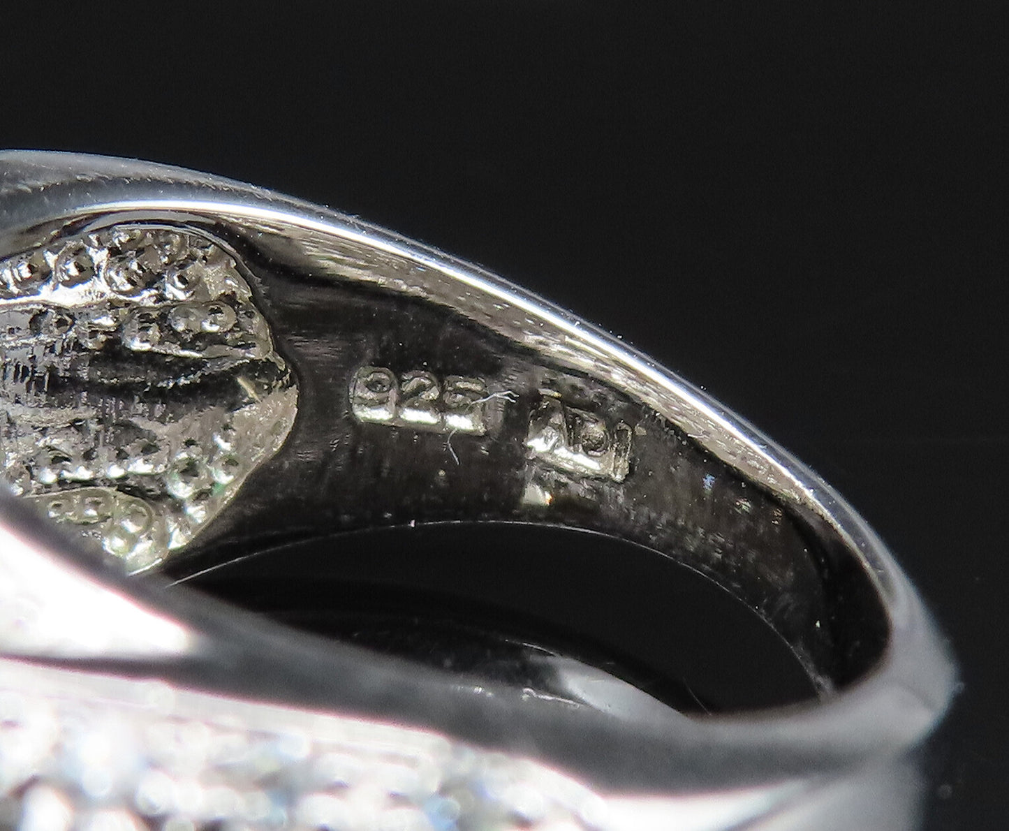 925 Silver  Vintage Emerald Cut Citrine & Cubic Zirconia Ring Sz 7.5  RG25498