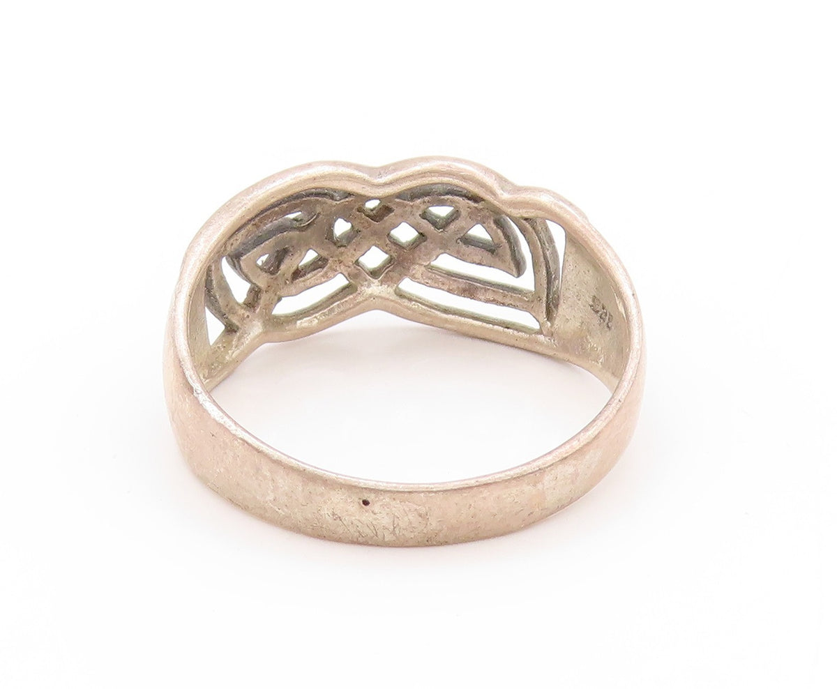 925 Sterling Silver Vintage Ring Cutout Celtic Knots Band  Sz 12.5  RG33011