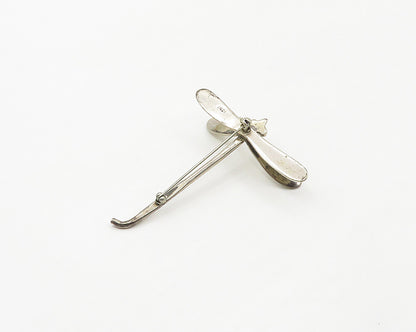 925 Sterling Silver  Vintage Shiny Smooth Dragonfly Motif Brooch Pin  BP7000