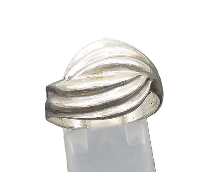 925 Sterling Silver  Vintage Shiny Fluted Bypass Style Band Ring Sz 9  RG20901