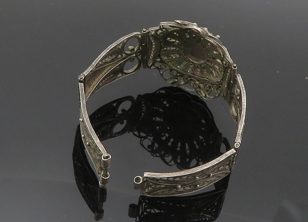 925 Sterling Silver Vintage Bracelet EAST EUROPE Antique Enamel Filigree BT12091