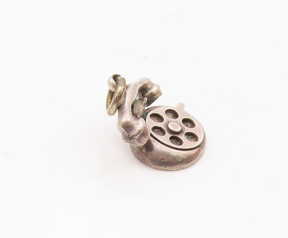 925 Sterling Silver  Vintage Old Fashioned Telephone Petite Pendant  PT18183