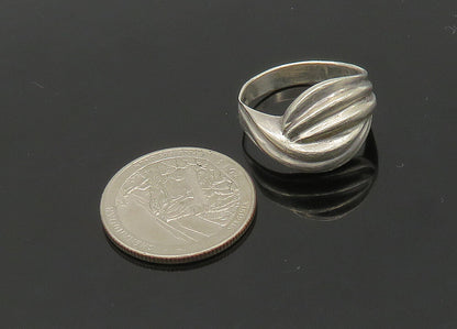925 Sterling Silver  Vintage Shiny Fluted Bypass Style Band Ring Sz 9  RG20901