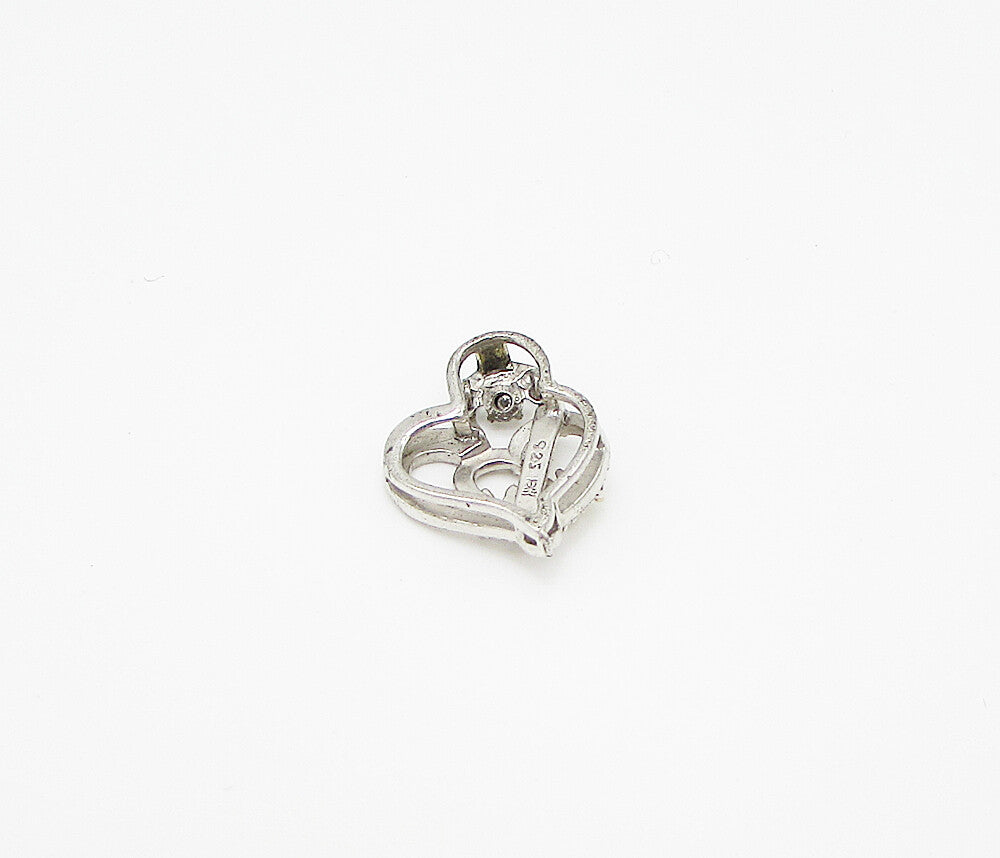 925 Sterling Silver  Genuine Diamond Mom Love Heart Slider Pendant  PT2163