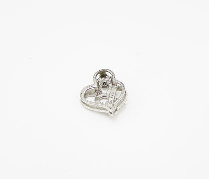 925 Sterling Silver  Genuine Diamond Mom Love Heart Slider Pendant  PT2163