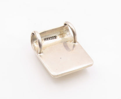 MEXICO 925 Sterling Silver  Vintage Black Onyx Square Slide Pendant  PT10030