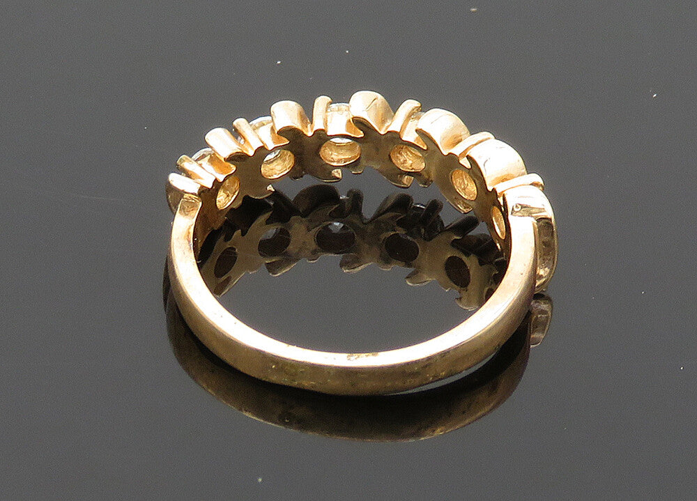 925 Sterling Silver  Vintage Topaz Shiny Gold Plated Band Ring Sz 7  RG20571