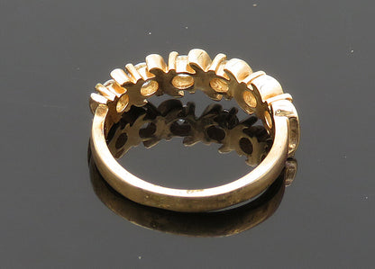 925 Sterling Silver  Vintage Topaz Shiny Gold Plated Band Ring Sz 7  RG20571