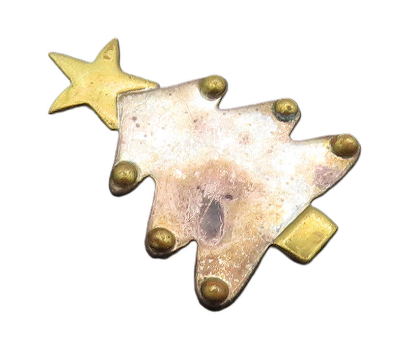 925 Sterling Silver Vintage Brooch Pin MEXICO Minimalist Christmas Tree  BP10600