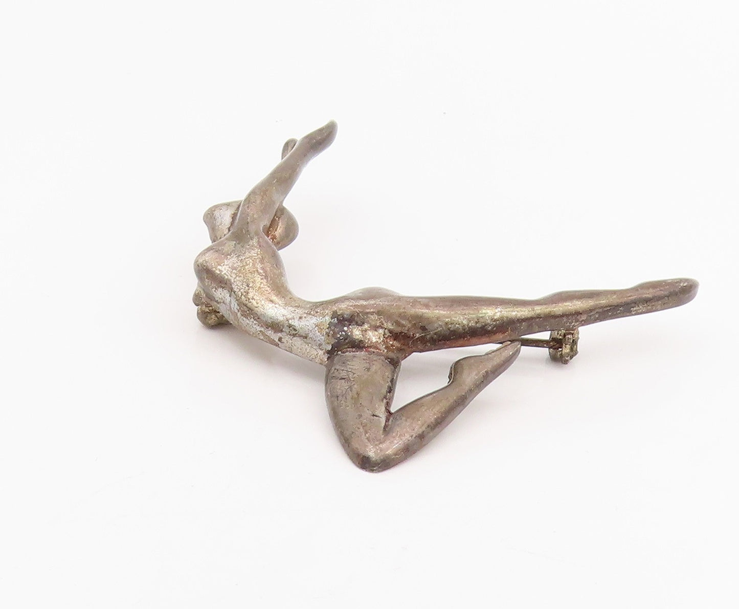 925 Sterling Silver Vintage Brooch Modernist Lady Gymnast Dancer Pin  BP12057