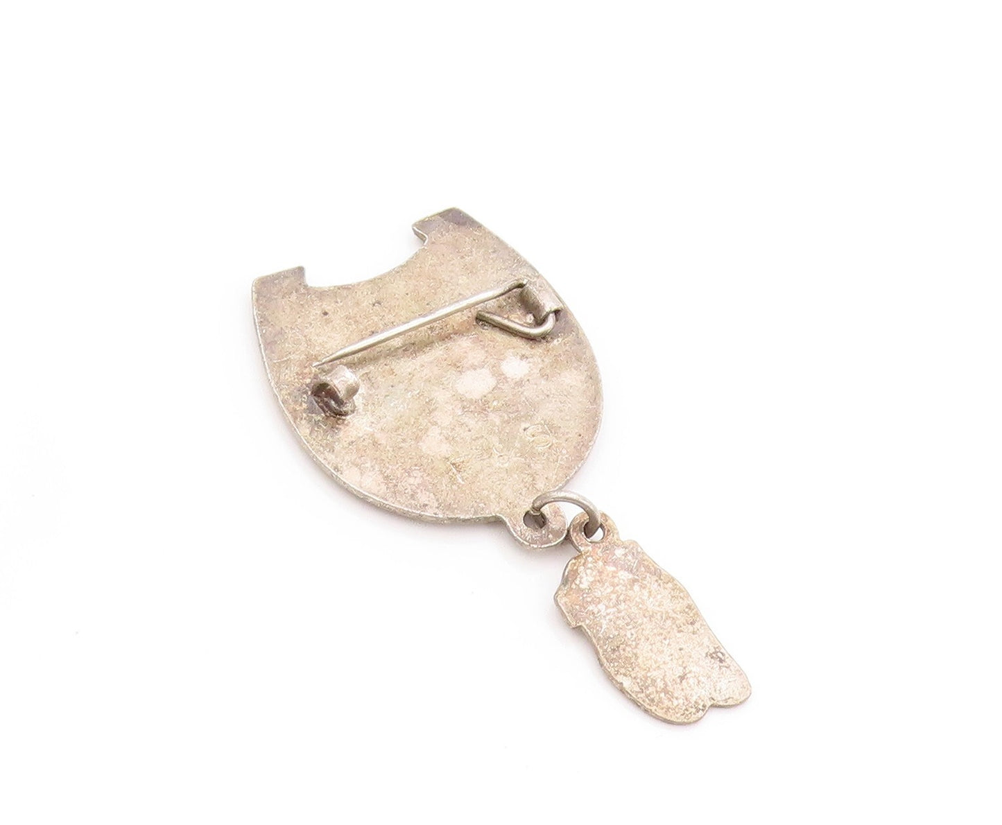 925 Sterling Silver Vintage Brooch Enameled Clarks Antique Shoe Club  BP11523