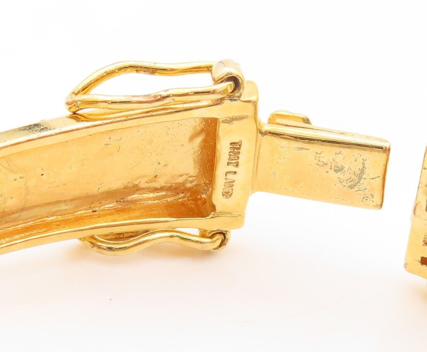 925 Sterling Silver Vintage Bracelet Gold Plated Gemstone & Diamonds BT10725