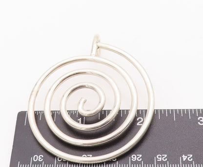 925 Sterling Silver Vintage Pendant Solid Wire Carved Spiraled Coil  PT22973