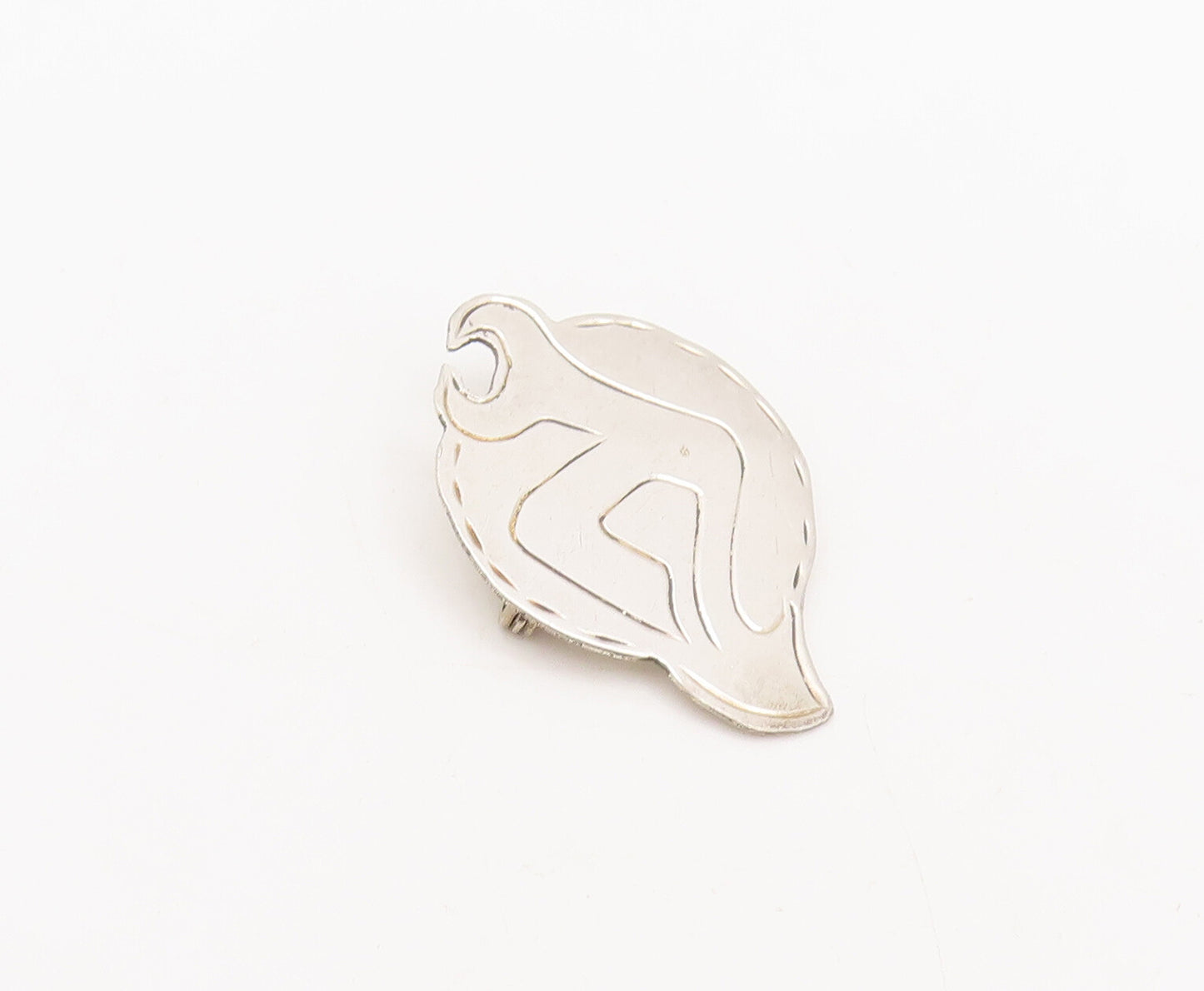 925 Sterling Silver Vintage Brooch Pin Designer Etched Flaming Wrench  BP10545