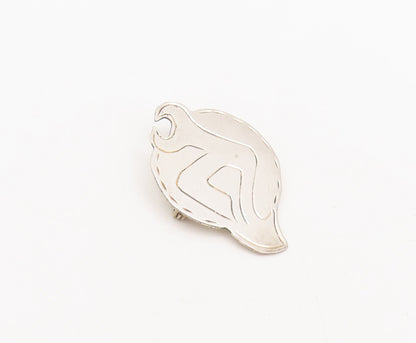 925 Sterling Silver Vintage Brooch Pin Designer Etched Flaming Wrench  BP10545
