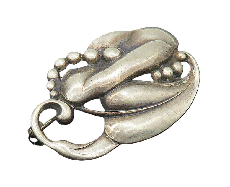 925 Sterling Silver  Vintage Antique Shiny Floral Motif Brooch Pin  BP8171