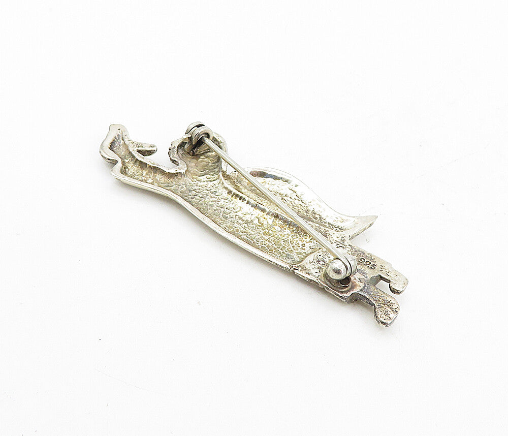 925 Sterling Silver  Vintage Shiny Angel Woman Holding Bird Brooch Pin  BP2985