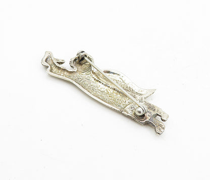 925 Sterling Silver  Vintage Shiny Angel Woman Holding Bird Brooch Pin  BP2985