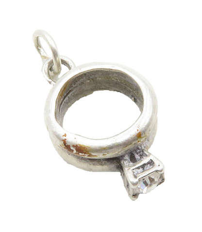 925 Sterling Silver  Vintage Petite Topaz Open Circle Drop Pendant  PT10062