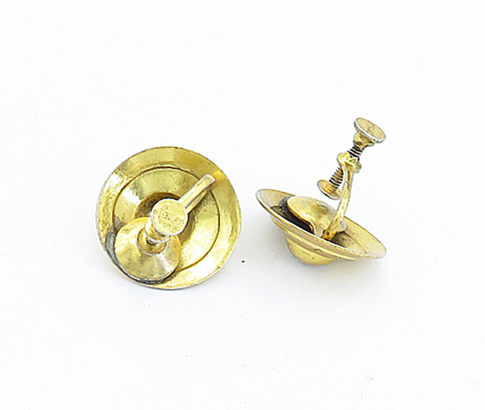 925 Sterling Silver  Vintage Gold Plated Non Pierce Dome Stud Earrings  EG2499