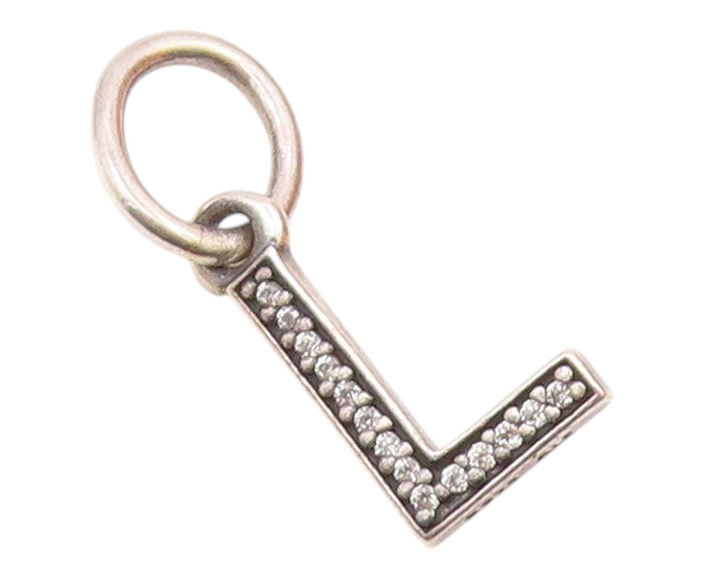 PANDORA 925 Sterling Silver  Vintage Petite Topaz L Initial Pendant  PT17943