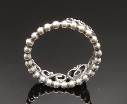 PANDORA 925 Sterling Silver Vintage Beaded Royal Crown Topaz Ring Sz 6 RG24602