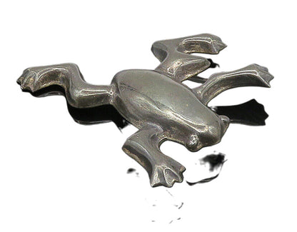 925 Sterling Silver  Vintage Dark Tone Smooth Hollow Frog Brooch Pin  BP6560