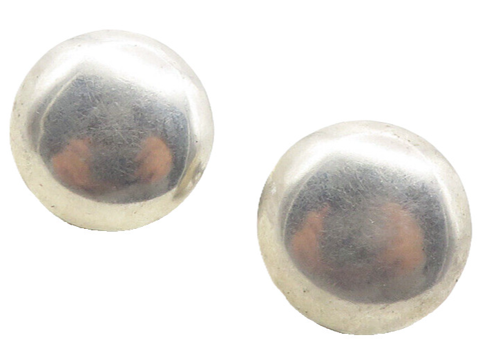 MEXICO 925 Sterling Silver  Vintage Antique Hollow Non Pierce Earrings  EG5135