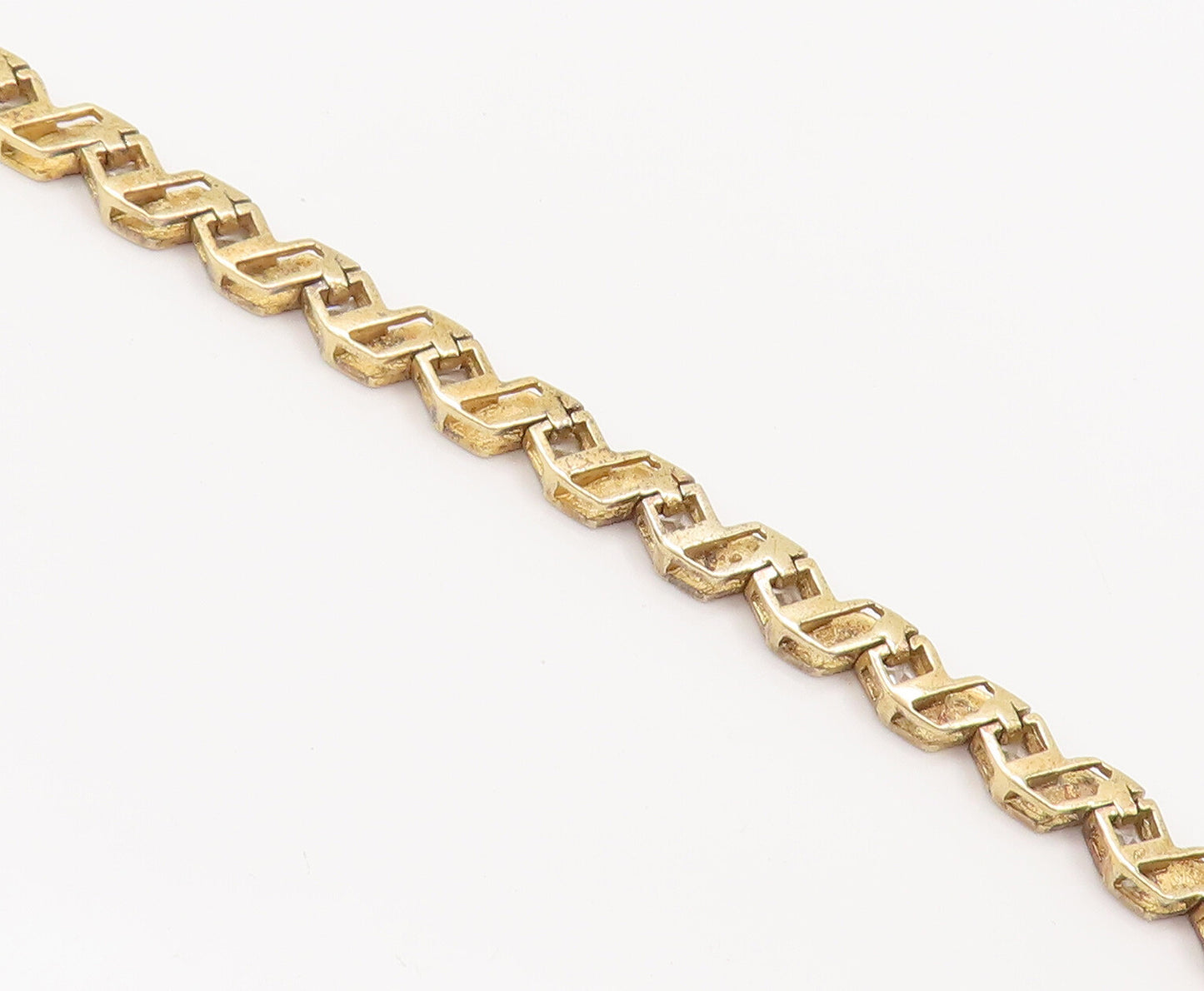 925 Sterling Silver  Vintage Gold Plated Brutalist CZ Tennis Bracelet  BT10127