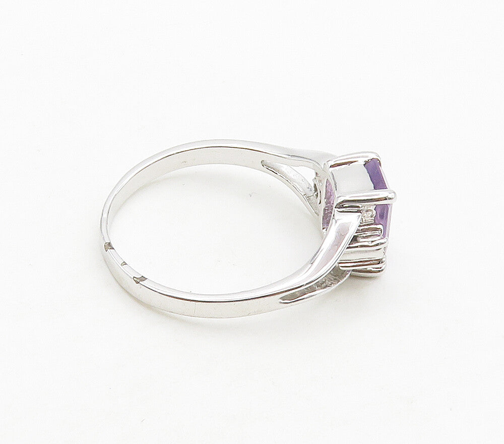 925 Sterling Silver  Amethyst & Topaz Shiny Split Band Ring Sz 8  RG15718