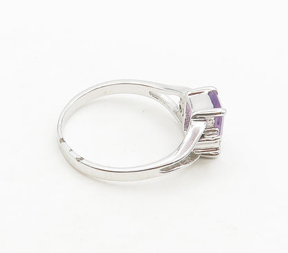 925 Sterling Silver  Amethyst & Topaz Shiny Split Band Ring Sz 8  RG15718