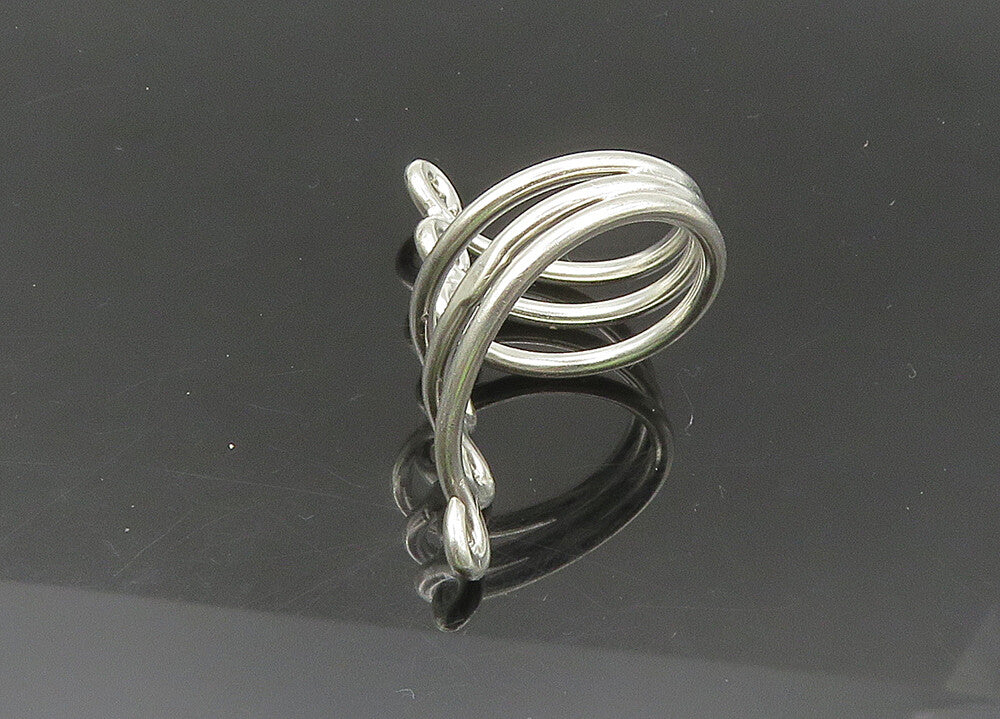 925 Sterling Silver  Vintage Shiny Split Swirl Band Ring Sz 7.5  RG21770