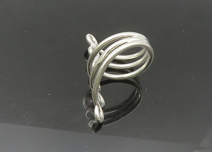 925 Sterling Silver  Vintage Shiny Split Swirl Band Ring Sz 7.5  RG21770