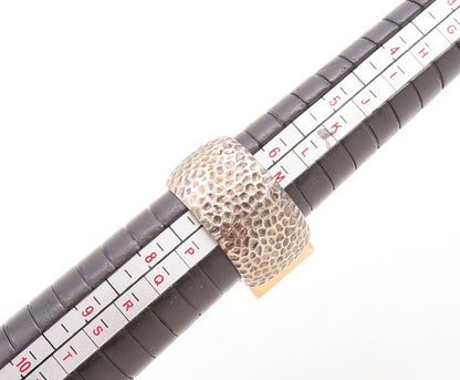 14k Gold 925 Sterling Silver Vintage Ring Pink CZ Hammered Effect  Sz 7  RG31510