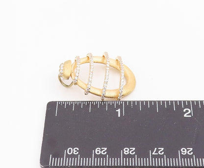 925 Sterling Silver Vintage Pendant Gold Plated CZ Pave Celestial Orbit  PT26021