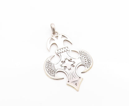 925 Sterling Silver Vintage Pendant Etched Sahara Spirit Amulet Cut Out  PT24829