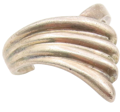 925 Sterling Silver Vintage Ring Modernist Ribbed Wave Band  Sz 7.5  RG36594