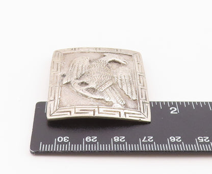 925 Sterling Silver Vintage Brooch Aztec Phoenix Bird Geometric Pin  BP12557
