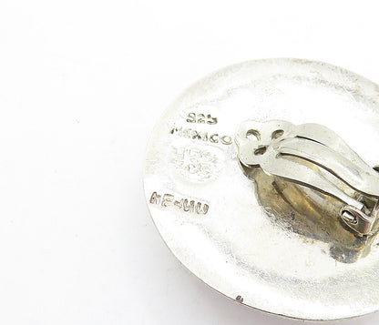 MEXICO 925 Silver  Vintage Shiny Hollow Floral Non Pierce Earrings  EG2867