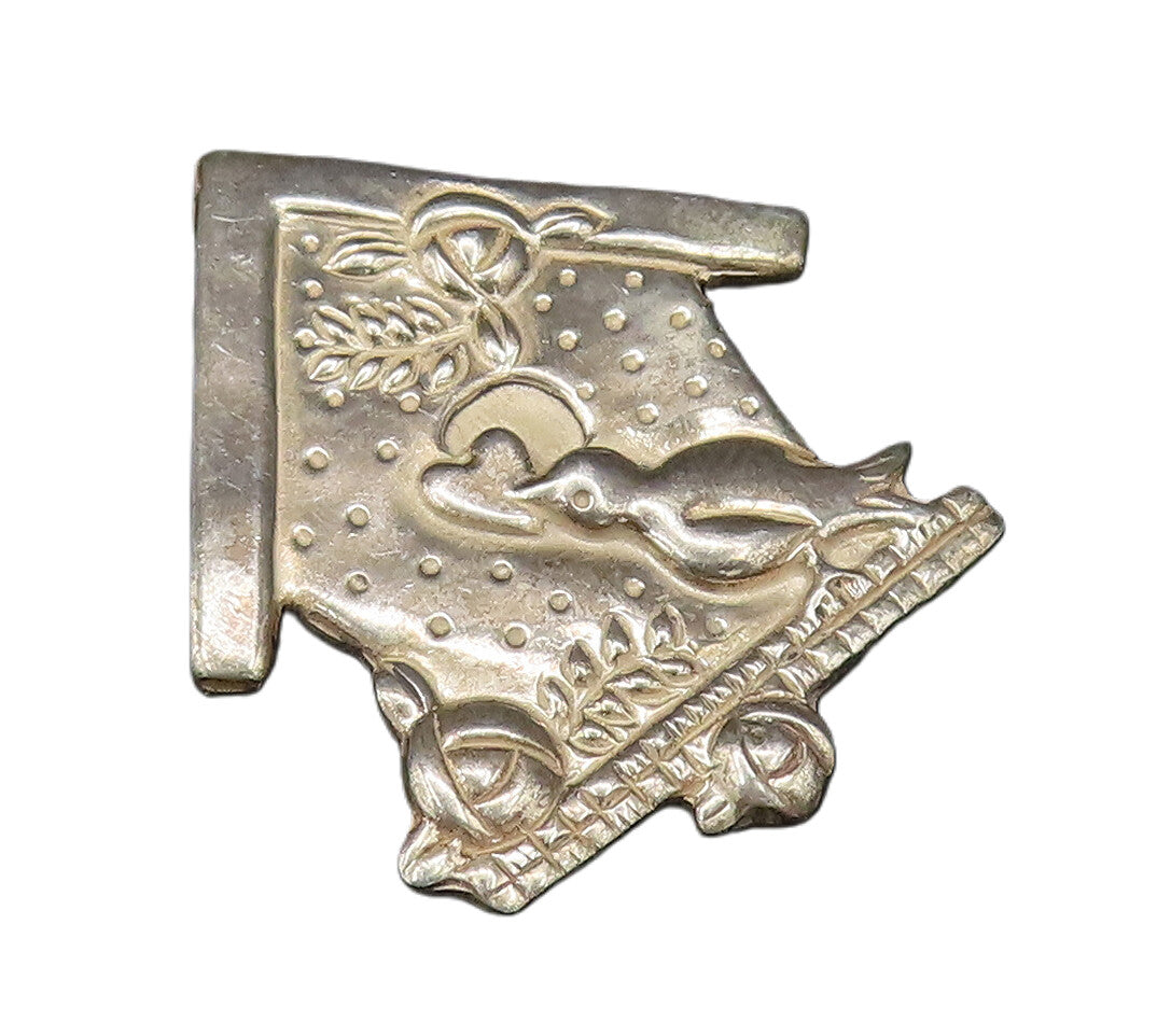 MARY ENGELBREIT 925 Silver  Vintage Etched Birdhouse Brooch Pin  BP10015
